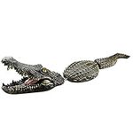 Crocodile Figurine, Fun Playing Outdoor Statue Easy to Store and Transport Outdoor Pools Float Fake Gator Head for Swimming Pool Pond or Garden Decoration (Water Simulation Attached Crocodile)