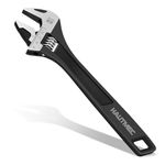 HAUTMEC Large Adjustable Spanner Wrench 300mm(12in) Adjustable Wrench Wide Jaw Black Oxide Wrench Drop-Forged CR-V Steel Metric & SAE Scales Perfect for Home Garage Workshop and DIY HT0375