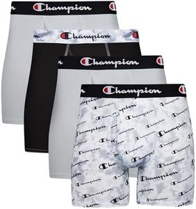 Champion Men's Underwear Boxer Briefs, Total Support Pouch, Assorted 3-Pack, Black/Grey - 4 Pack, Small