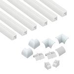 D-Line 30ft White Corner Cable Concealer Multipack, Floor Wire Hider, Quarter Round Cord Cover, Organize Cords in Corners, Floor Molding - 6X 5ft Lengths & Accessories