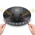 Do-Electr Steel Tongue Drum 6 Inch 11 Tone Hand Pan Drum with Pocket, Fingerpick, and Mallets for Meditation Yoga Sound Healing (Black)