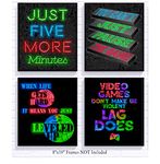 Silly Goose Gifts RGB Retro Themed Video Game Wall Art - Ideal for Teen Boys Bedroom - Wall Decor for Gaming Room with Funny Gaming Quotes - Gaming Posters - Made in USA - Set of Four, 8x10in - Neon