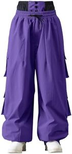 WOWULOVELY Mens Baggy Cargo Ski Pants Baggy Snowboard Snow Pant Loose Insulated Waterproof Windproof Unisex(-Purple-XL)