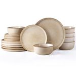 AmorArc Stoneware Dinnerware Sets,Round Reactive Glaze Ceramic Plates and Bowls Set,Highly Chip and Crack Resistant | Dishwasher & Microwave Safe Dishes,Service for 6 (18pc)