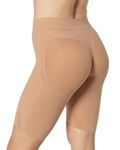 High Waisted Tummy Control Butt Lifting Shapewear Shorts for Women, Beige, Small