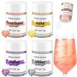 Edible Glitter Set - 4 Color Edible Drink Sparkles, Edible Luster Dust for Food Cupcakes, Cookies, Candy Sugar, Pops, Shimmer No Taste Food Grade Coloring for Wines, Beverages, Gluten Free - 3g/Bottle