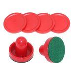 KLIZZA Great Goal Handles Pushers Replacement Accessories for Game Tables Air Hockey Pushers and 4 Pucks for Children 2.36"x2" - Red