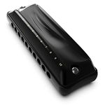 JDR Harmonica Key of Bb Ninja, Blues Mini Harp 10 Holes 20 Tones Musical with Protective Case for Adults Beginners Professional Musician Folk Rock Jazz Standard Diatonic Mouth Organ Gift Black