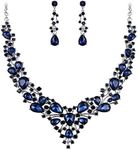 EVER FAITH alloy pear-shape NA Blue Silver-Tone