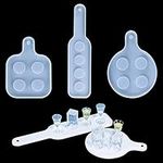 TikooTik 3pcs Wine Glass Serving Tray Mold, Shot Glass Tray Resin Mold, Beer Wine Glass Holder Molds, Epoxy Casting Coaster Mold, for DIY Whiskey Tasting Serving Board for Party, Bars & Clubs (3pcs)