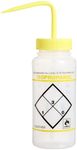 SP Bel-Art Safety-Labeled 2-Color Isopropanol Wide-Mouth Wash Bottles; 500ml (16oz), Polyethylene w/Yellow Polypropylene Cap (Pack of 6) (F11646-0624)