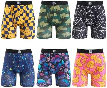 Warriors & Scholars Chafe Safe Pouch Boxer Briefs For Men Pack Of 6, Ultra Soft, Breathable Quick Dry, Moisture-Wicking, Buldge Enhancing Mens Underwear, AM210 3XL