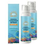 Mineral Sunscreen Spray SPF 50, Broad Spectrum UVA/UVB Protection, Reef Safe, No White Cast, Lightweight & Water Resistant, 120ml (2 PCS)