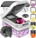 Mueller Pro-Series V Blade Vegetable Chopper, Onion Chopper, Egg Slicer, Spiralizer, Dicer, Food Chopper Veggie Fruit Cutter, French Fry Cutter, Kitchen Gadgets 2024 w Food Container White Sand/Grey