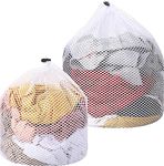 2 Pcs Drawstring Laundry Bag, Mesh Laundry Bags for Washing Machine, Mesh Wash Bags Laundry Bags, Heavy Duty Dirty Clothes Washing Machine Bag, Travel Washing Bag for Cloths Blouse(30x40/40x50cm)