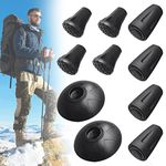 KLYNGTSK 10 PCS Trekking Pole Rubber Tips Portable Walking Pole Tips Walking Stick Caps Mud Basket Trekking Pole Ferrules Hiking Pole Replacement Tips for Alpenstock Hiking Pole (Black)