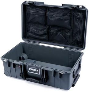 ColorCase Pelican Air 1535 Carry-on Case Graphite - Medium Size Waterproof Case with Mesh Lid Organizer Only - Black Handles & Latches