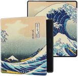 DMLuna Case for Kindle Oasis, Fits 10th Generation 2019 and 9th Generation 2017, 7″, Slim Lightweight Premium Durable PU Leather Cover with Auto Sleep Wake Feature, Sea Wave