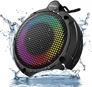 Ortizan Waterproof Shower Bluetooth Speaker, Portable Wireless Speaker with HD Sound, Stereo Pairing, LED Light, FM Radio, Floating, Outdoor Speaker for Kayaking, Beach, Hiking, Gifts for Men, Women