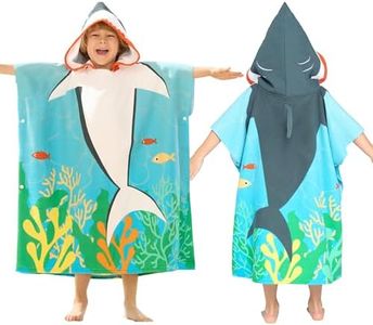 Joiedomi Kids Beach Towel - Shark Hooded Bath Towel - for Boys Girls 3-10 Years 30" x 30" - Toddler Soft Absorbent Swim Pool Towel- Quick Dry Microfiber Surf Poncho