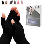 SyeJam Arthritis Gloves Fingerless- Rheumatoid Arthritis Compression Gloves for Pain Relief - Black (S) 1 Pair