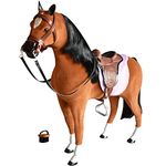 Sophia's 18" Baby Doll Horse and Accessory Play Set Toy with Saddle, Reins, Brush and Blanket, Baby Doll Accessories, Brown, Doll Not Included