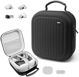Krypthos Hard Carrying Case Compatible with Meta Quest 3S/Quest 3/Quest 2/Vision Pro, Portable VR Gaming Headset and Touch Controllers Case with Lens Protector, for Travel and Home Storage (Black)