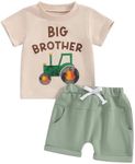 Kuriozud Big Brother Little Brother Matching Outfits Toddler Baby Boy Romper and T Shirt Shorts Set Summer Clothes, Big Brother Green 2, 3-4 Years