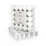 delka 4 Hour Tea Light Candles, 100 Pack, Long Burning Time, Unscented Tea Lights - White