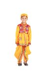 ITSMYCOSTUME Gujarati Kedia Garba Dress for Boys Dhoti,Angrakha & Cap Set Kids Indian State Folk Dance Dress Yellow