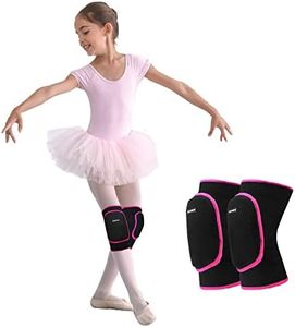 Sborter Knee Pads for Kids Junior Youth, for Biking,Volleyball,Basketball,Football,Skating,Dancing, 1 Pair,S Black/Rose