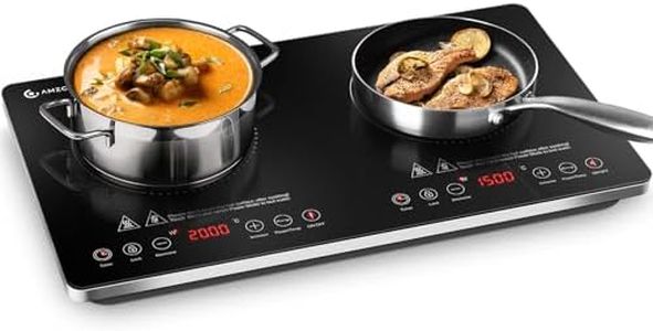 Plaque Induction 2 Feux, AMZCHEF Table de cuisson double induction 3500 W avec commandes indépendantes, 20 niveaux de température, plusieurs réglages de puissance, IGBT amélioré, minuterie 4 heures