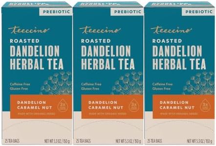 Teeccino Dandelion Caramel Nut Tea - Caffeine Free, Roasted Herbal Tea with Prebiotics, 3x More Herbs than Regular Tea Bags, Gluten Free - 25 Tea Bags (Pack of 3)