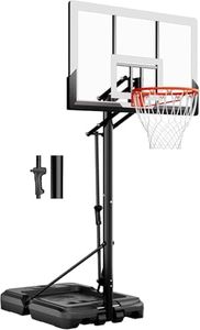 Mayfire Portable Basketball Hoop Height Adjustable 4.8-10ft: Outdoor Basketball Goal System for Kids, Teens & Adults in Backyard & Driveway, 44-48 Inch Shatterproof Backboard and Stable Base