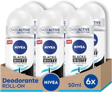 NIVEA Black & White Invisible Fresh Roll-on en pack de 6 (6 x 50 ml), desodorante roll on antitranspirante, desodorante sin alcohol con fragancia refrescante
