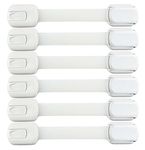 INOVERA (LABEL) Baby Safety Adjustable Drawer Cabinet Locks Straps, White (Pack of 6)