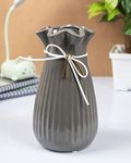 Market 99 Ceramic Flower Vase for Home Décor Handmade Centerpiece for Table Decorative Showpiece Corporate Gift Grey (10.8 X10.8 X19.5 Cm)