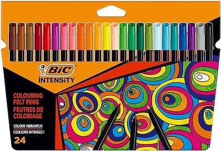 BIC Intensity Felt Tip Pens, Vibrant Colouring Pens, School Supplies for Kids or Adults, 24 Pack