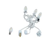 Three Bulb chainable LED Accessory Cord – 10ft Cord with Three (3) c7/e12 Candelabra LED Light Bulbs and Clips - Christmas Village, Decorations, Crafts, Lamp, Holiday (On/Off Switch)
