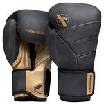 Hayabusa T3 LX Leather Boxing Gloves Men and Women for Training Sparring Heavy Bag and Mitt Work - Obsidan/Gold, 14 oz