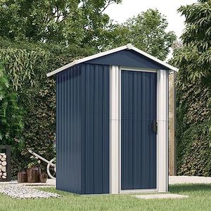 AUVYI Cobertizo de Jardín Exterior Gris Antracita 126x97,5x177 cm Acero Galvanizado Caseta de Almacenamiento de Metal Amplio Espacio de Almacenaje Cobertizo de Almacenaje Material Duradero