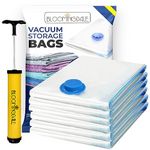 Bloomingdale Vacuum Bags for Travel Reusable Vacuum Bags for Clothes with Pump for Space Saving Ziplock Bags for Travel Packing Blankets Compression Vacuum Storage Bags- Set of 6 (2M, 2L, 2J)