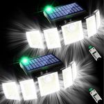 Solar Lights Outdoor Waterproof Motion Sensor - 2024 Newest 416 LEDs 3000 Lumens Super Bright 3 Brightness 3 Modes 2400mAh 32ft Solar Flood Lights Security Light Outdoor (Black, 2Pack)
