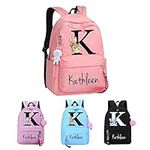 Personalized Name Initial Backpack for Kids, Custom Girls & Boys & Nursery Children School Rucksack with Rabbit/Elephant Design, School Bag for Preschool Children, Birthday Gifts for Kids