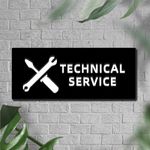 Technical Service Sign,Maintenance Tools Wall Sign,Door Name Plate Plaque,Garage Signage Art,Acrylic Wall Decoration For Office Home sign Acrylic White board fixed with Black acrylic board and backside doubleside tape