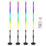 ZDMDRGB 4Pack RGB led Tube Light bar Handheld Portable Rechargeable Battery T8 4ft neon Tube Light Video Wand Stick Stand for DJ Dance Party Events Stage Lights, Black, TL-120