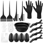 Zuimei 20 Pcs Hair Dye Tools Hair Dye Brush and Bowl Kit Hair Colouring Tools Beauty Salon Tool For DIY Salon Hair Dye Tools,Including Mixing Bowl,Ear Cover,Hair Shawl,Gloves,Hair Clips