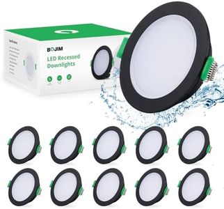Bojim LED Downlights for Ceiling IP65, 10 Pack 5W LED Recessed Ceiling Lights Black Round Ultra Slim 35MM, 2700K Warm White 400 Lumen, LED Downlights Ceiling for Bathroom Kitchen Living Room