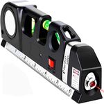 Zeerkeer Multipurpose Laser Level Line Tool for Picture Hanging, 8ft Measuring Tape, Adjusted Standard and Metric Tape Ruler, 3 Level Bubbles Horizontal, Vertical, 45°