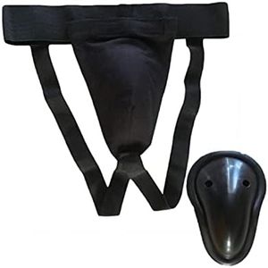 GeKLok Groin Guard with Cup, Men Jockstrap Abdominal Protector for Boxing, Muay Thai, Kickboxing and MMA Fighting(Black,size:M)